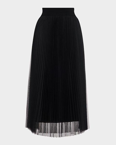 Cinq a Sept Laney Pleated Denim Lace Mini Skirt | Neiman Marcus