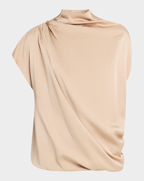 Triacetate Satin One-Shoulder Top main image 1