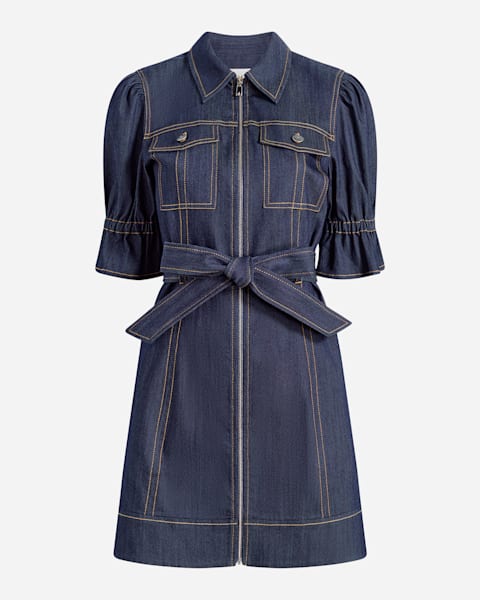 Cinq a Sept Mindie Sleeveless Denim Mini Dress | Neiman Marcus