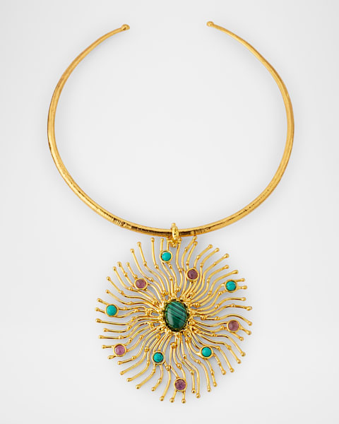 【関税&送料込】Chloe' Chloe Magnificent Brass Necklace Chloé The Chloé Magnificent Necklace in Gold and black