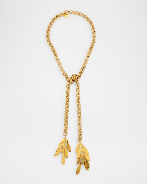 Cult Gaia Astrid Lariat Necklace with Pearlescent Detail | Neiman