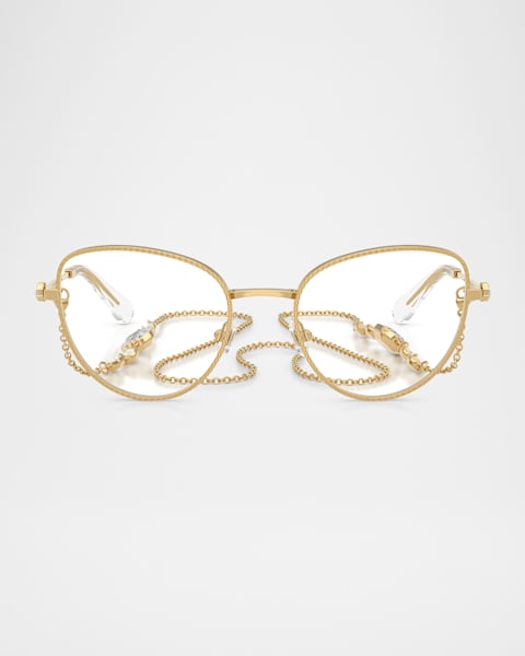 Celine Triomphe Metal Oval Glasses | Neiman Marcus
