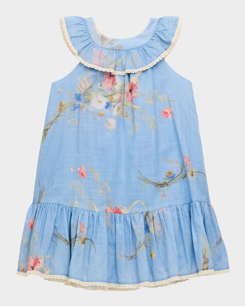 Zimmermann Girl's Tallow Smocked Floral-Print Patchwork
