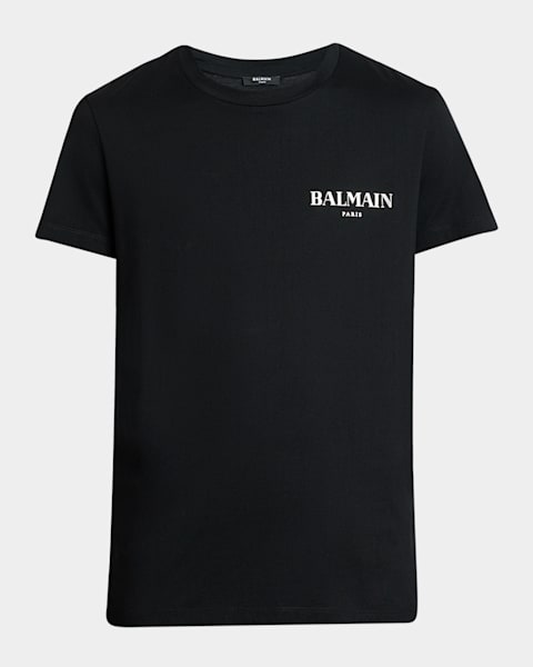 【送料&関税込】Balmain Logo Detailed Crewneck T-shirt Balmain Men's Logo Crew T-Shirt | Neiman Marcus
