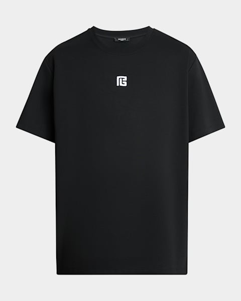 【関税＆送料込み】Balmain Flocked Paris T-Shirt Balmain Flocked Logo Straight Fit T-Shirt Cotton Shirt Paris