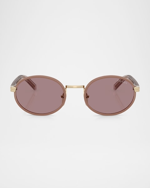 Prada PR B56S Oval Steel Sunglasses | Neiman Marcus