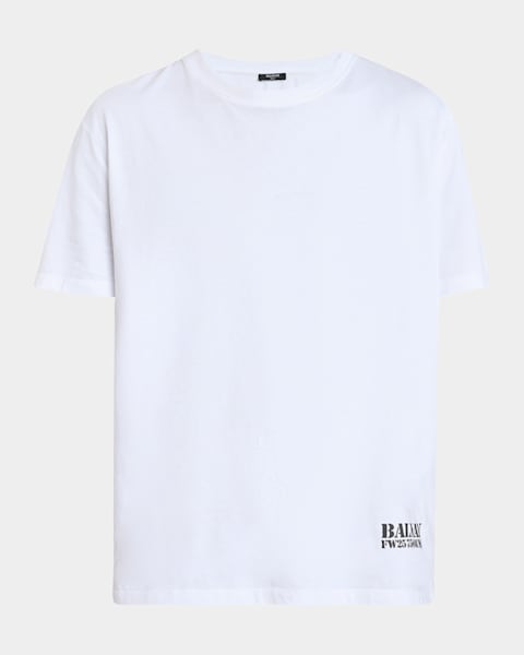 Balmain Men's Flocked Script T-Shirt | Neiman Marcus