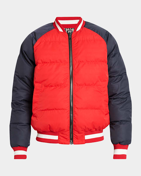 Balmain Men's Varsity Monogram Bomber Jacket with Patches