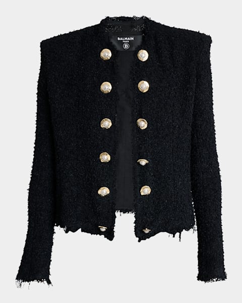 Balmain Spencer 8-Button Polka Dot Tweed Jacket | Neiman Marcus