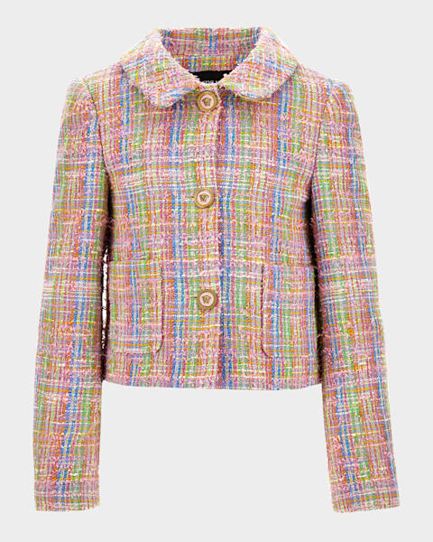 Girl's Puffer Jacket W/ Rainbow Bows, Size 2-14