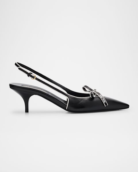 Miu Miu Leather T-Strap Slingback Pumps | Neiman Marcus