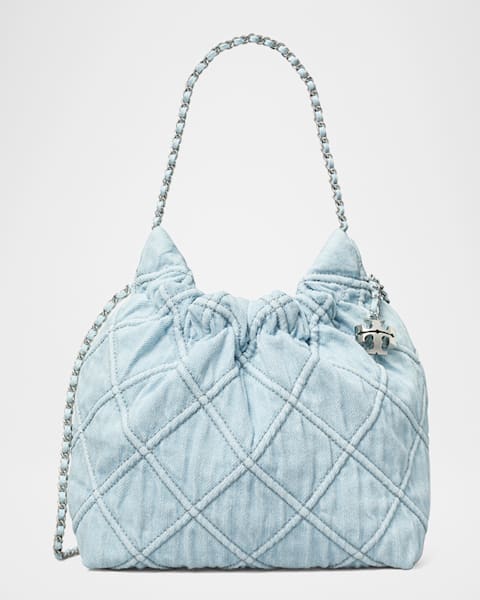Tory Burch Fleming Mini Quilted Leather Hobo Bag | Neiman Marcus