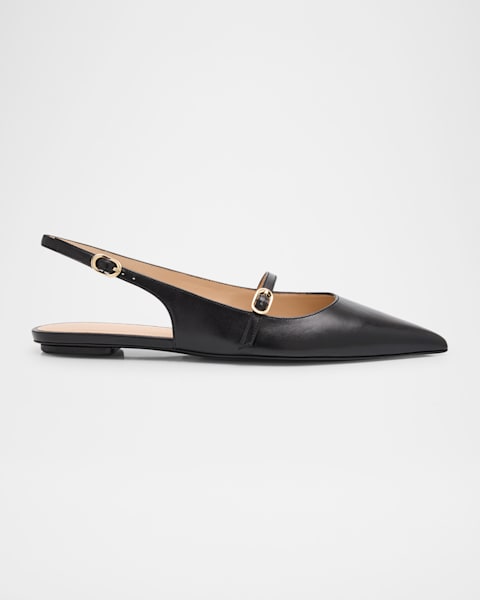 サンダル・ミュール Stuart Weitzman Black leather Emilia ballerinas Stuart Weitzman Emilia Leather Mary Jane Ballerina Flats
