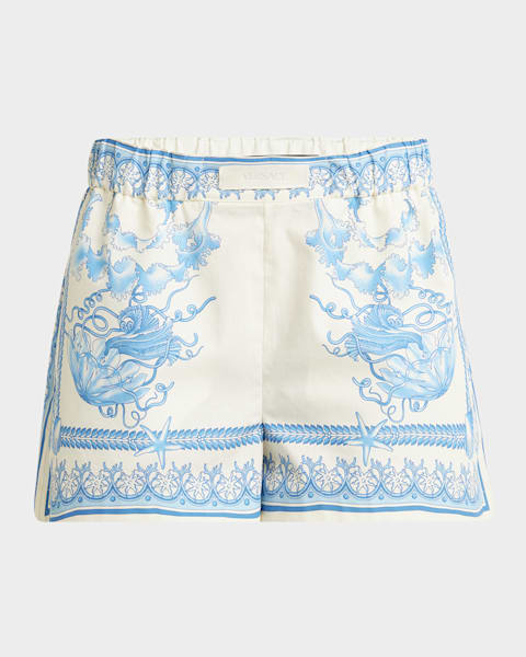 【関税＆送料込み】Versace 'Strawberry Garden' Shorts Versace Strawberry Garden Silk Twill Shorts | Neiman Marcus