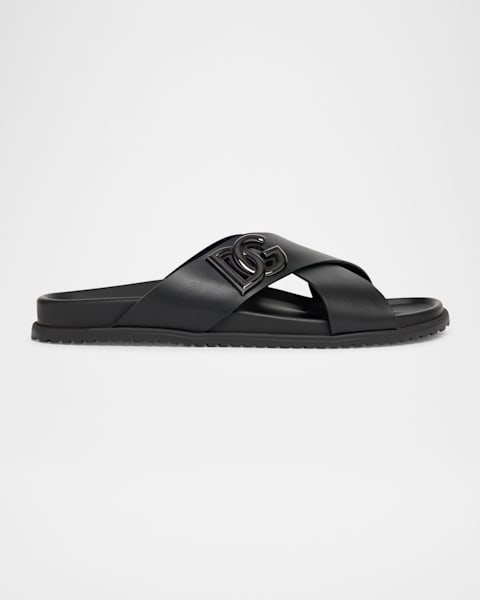【GUCCI】M RHEIN CRISS-CROSS SLIDE GG◆834940AADUO Gucci Men's Rhein GG Suede Crisscross Side Sandals | Neiman