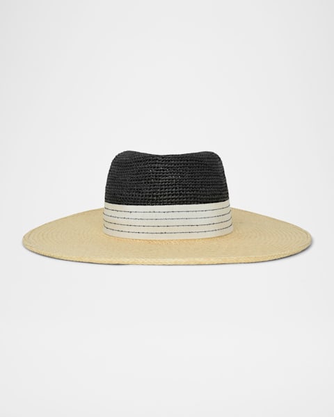 Livy XL Straw Fedora With Link Chain | Neiman Marcus