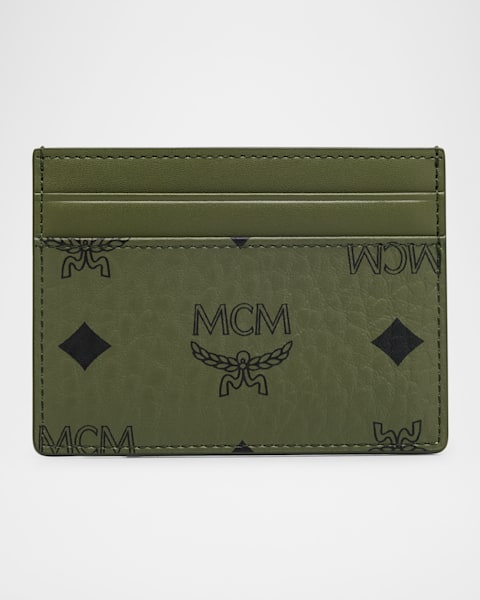 Men's YSL Zip Card Holder in Grained Leather