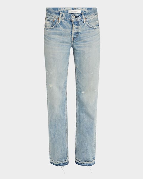 【THE MOZZ】Vintage Straight Denim Pants Men's Vintage Washed Straight Leg Jeans Classic Retro Slim