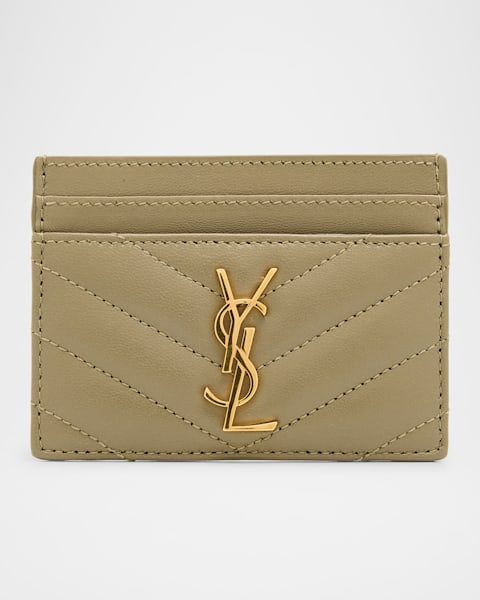 Saint Laurent YSL Monogram Ziptop Flap Card Case in Grained