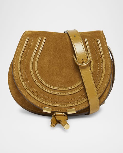 Chloe Marcie Small Saddle Crossbody Bag in Metallic Leather