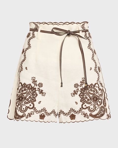 【関税込み】ZIMMERMANN Rhiannon' skirt Zimmermann Rhiannon Embroidered Belted Skirt | Neiman Marcus