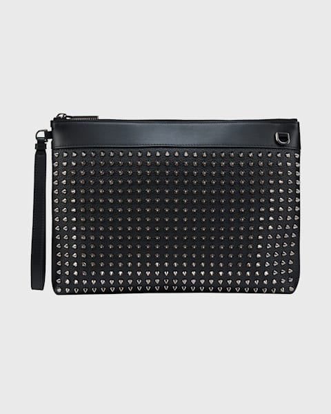 Prada Men's Re-Nylon & Saffiano Leather Pouch with Wrist Strap