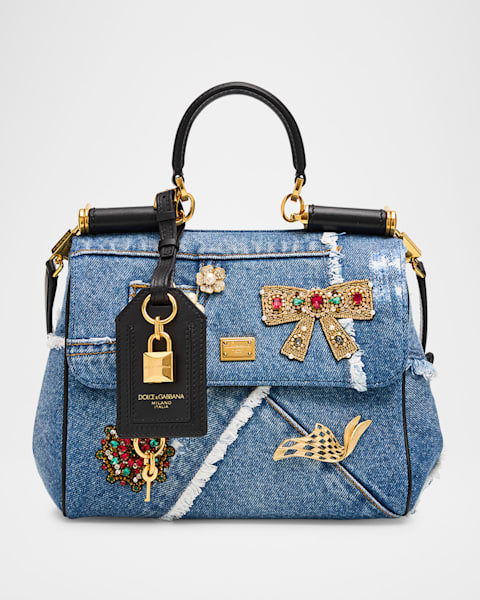 MCM Aren XL Visetos Denim Shoulder Bag | Neiman Marcus