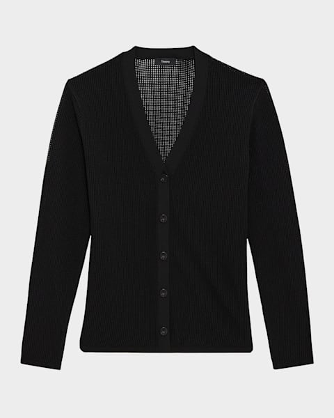 Theory Regal Merino Wool Cropped Cardigan | Neiman Marcus