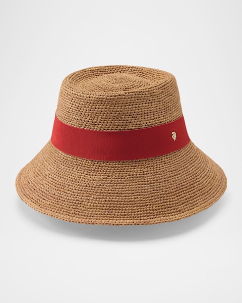Helen Kaminski Medea Classic Straw & Ribbon Visor | Neiman