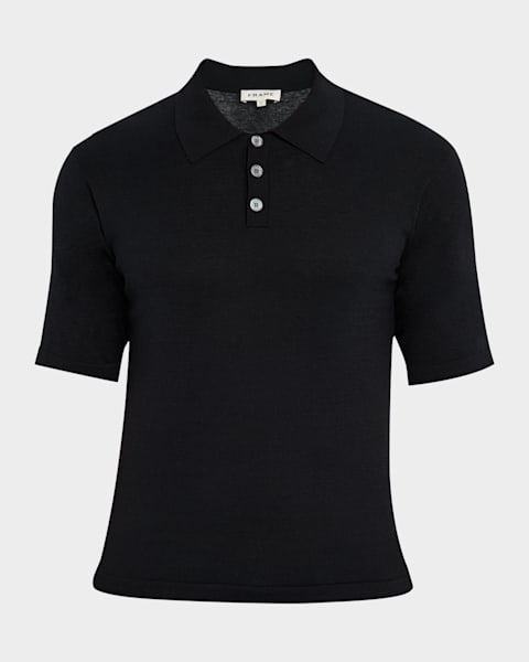 Men's Short-Sleeve Polo Sweater with Johnny Collar