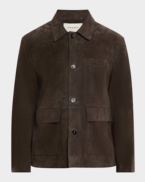 FRAME Men's Retro Suede Jacket | Neiman Marcus
