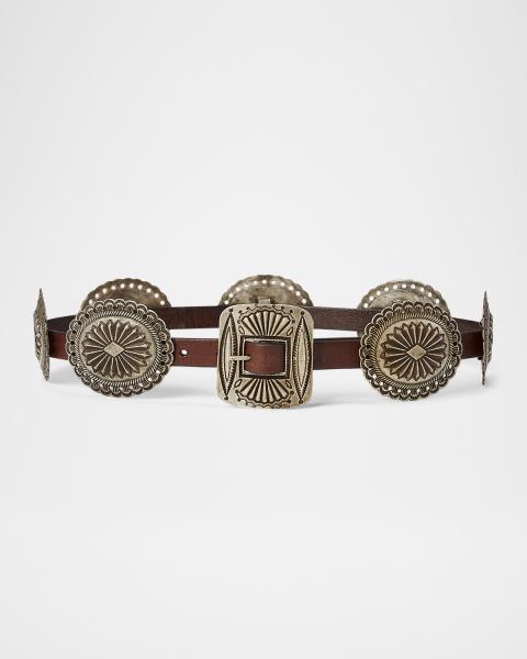 Ralph Lauren Collection Leather Cast Concho Belt | Neiman Marcus