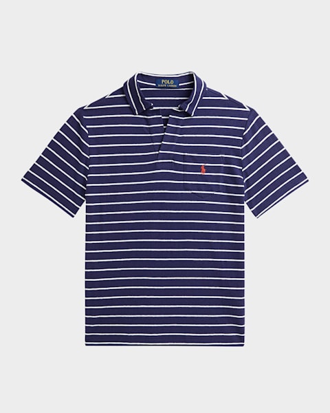 Boy's Striped Cotton Poplin Shirt, Size S-XL