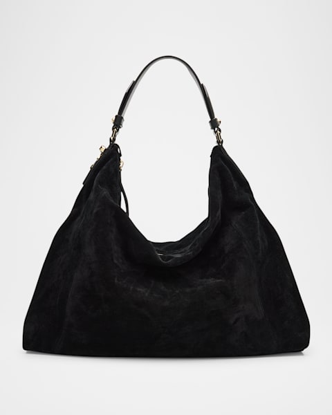 Bar Medium Suede & Leather Hobo Bag