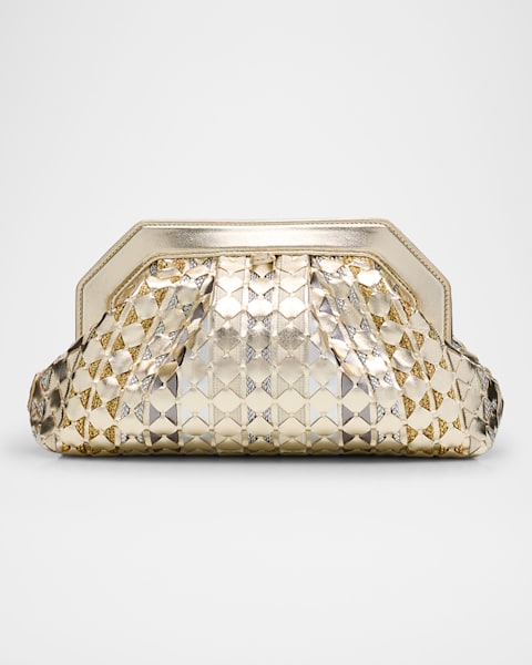 Jimmy Choo Skylar Frame Metallic Leather Clutch Bag | Neiman
