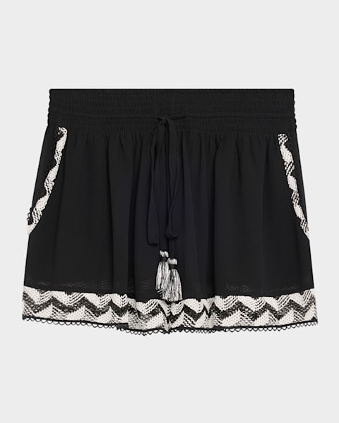 【Zimmermann】Lucky knitted lace shorts Lucky Lace Knit Short Cream Online | Zimmermann