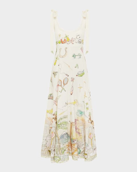ALEMAIS Surrealist Summer Midi Sundress | Neiman Marcus