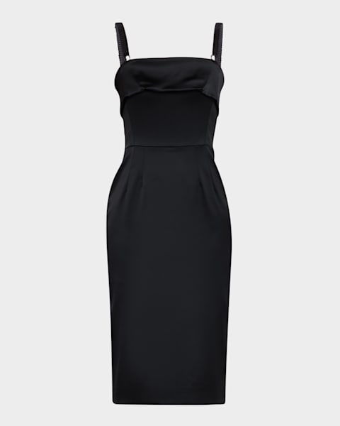Prada Polka-Dot Chiffon Short-Sleeve Midi Shirtdress