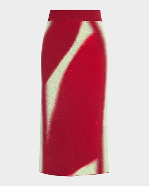 Des Phemmes Cherry Sequined Midi Skirt | Neiman Marcus