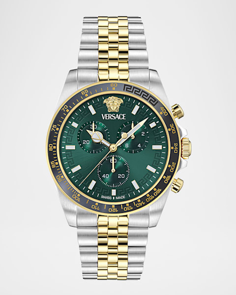 Versace Men's V-Code Medusa Head Leather Strap Watch, 43mm