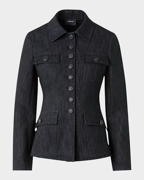 Alice + Olivia Landon Denim Chain-Trim Cropped Jacket