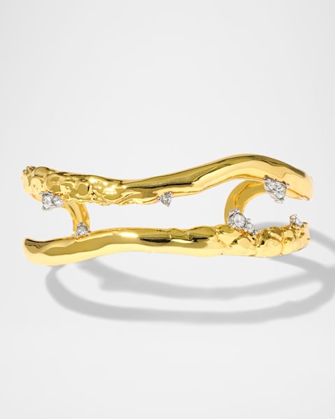 Solanales Gold Crystal Intertwined Cuff Bracelet