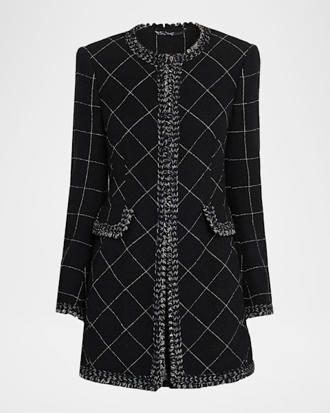 Casper John Boucle MA-1/ブークレMA-1 St. John Compact Boucle Knit Notch-Collar Single-Breasted