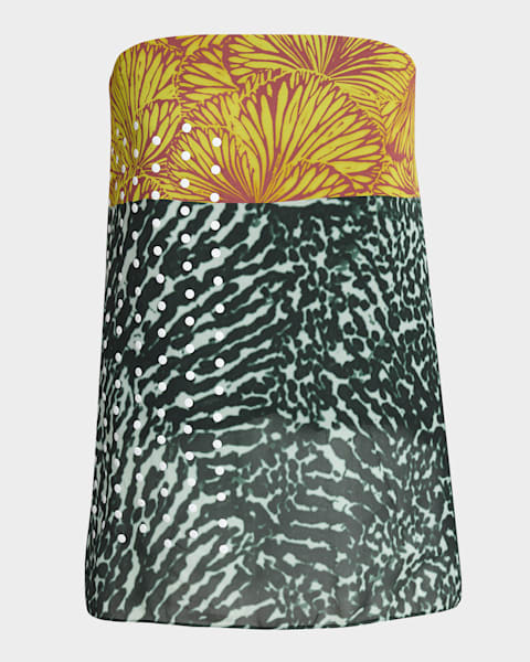 Dries Van Noten Clematis Striped Ruffle Cap-Sleeve Wrap Top