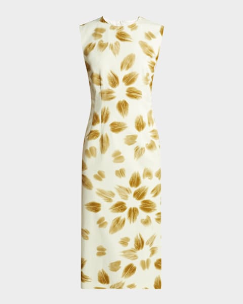 【25SS NEW】DRIES VAN NOTEN/Depal スタッズ装飾プリントドレス Dries Van Noten Depal Studded Midi Printed Sheath Silk Dress