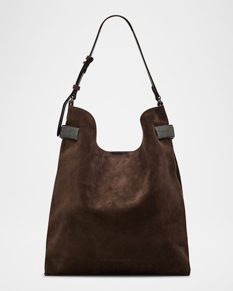 Brunello Cucinelli Zip Calf Leather Hobo Bag | Neiman Marcus