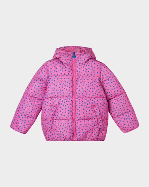Girl's Puffer Jacket W/ Rainbow Bows, Size 2-14