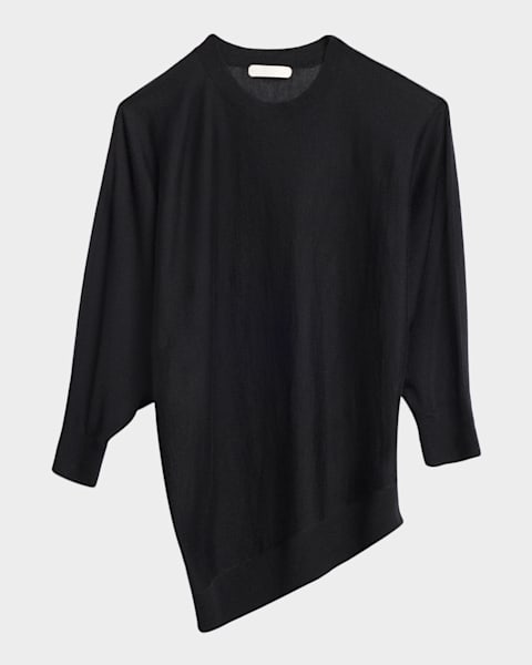 トップス Giorgio Armani long sleeve knit Giorgio Armani Wave-Print Long-Sleeve Metallic Silk Jersey