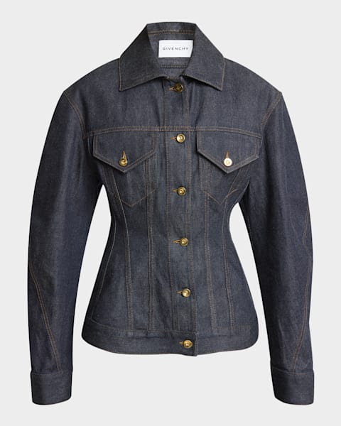 Givenchy Pearly Crystal Collar Denim Jacket | Neiman Marcus