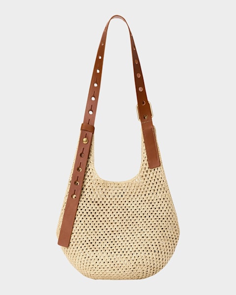 Loewe x Paula's Ibiza Basket Small Bag in Palm Leaf with Leather